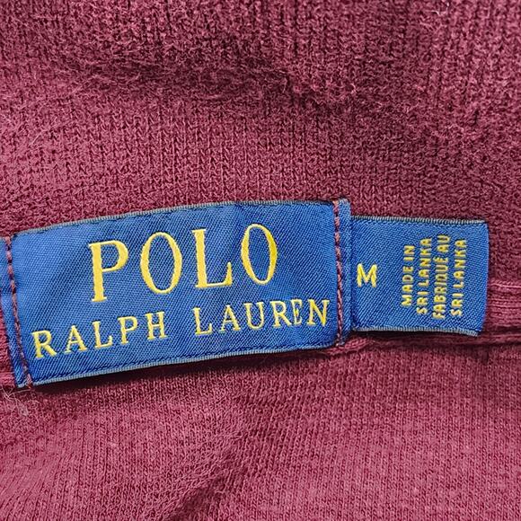 Vintage Polo Ralph Lauren Mens M Sweatshirt Burgundy Red Blue Pony Quarter Zip - Picture 4 of 11